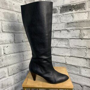 Banana Republic Vintage 90s Black Riding Boots 8.5 Pebbled Leather Knee High